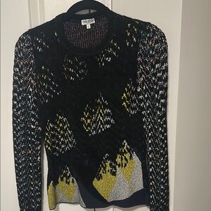 Kenzo Women's Black and Yellow Patterned Sweater